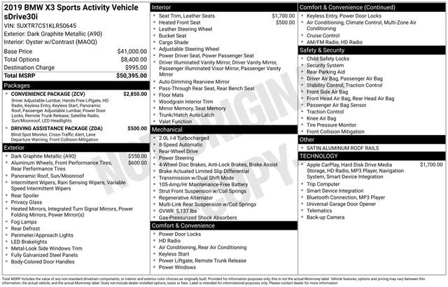 Used 2019 BMW X3 sDrive30i w/ Convenience Package image 43