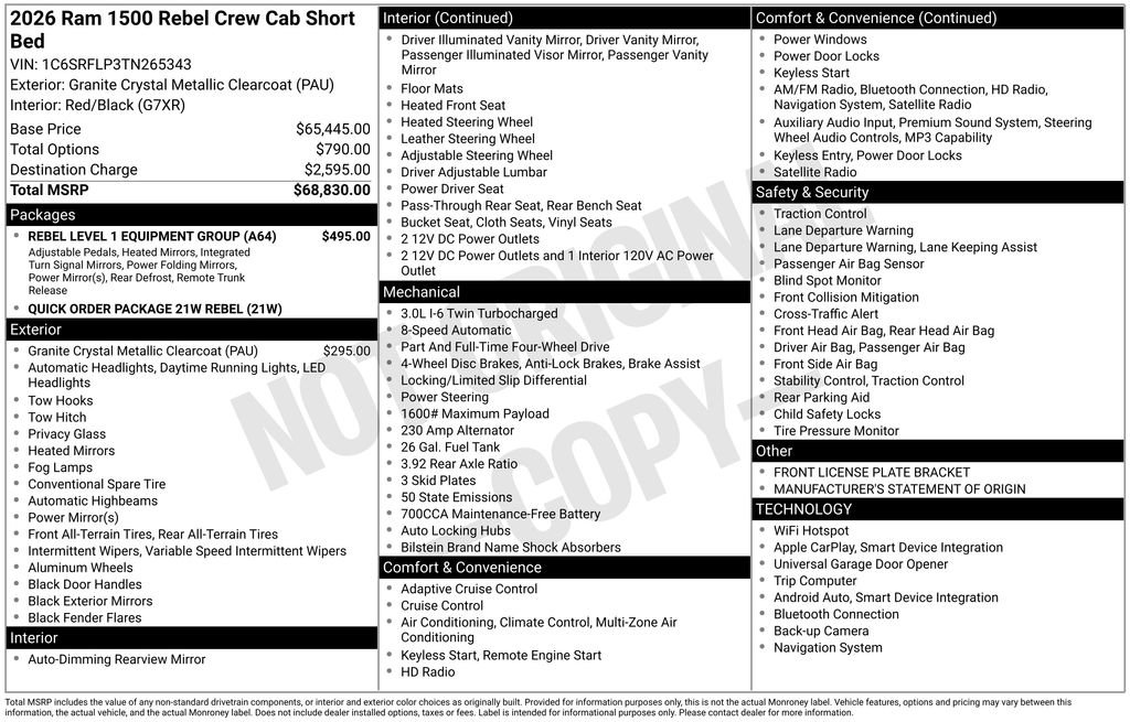 Used 2026 RAM 1500 Rebel w/ Rebel Level 1 Equipment Group image 6