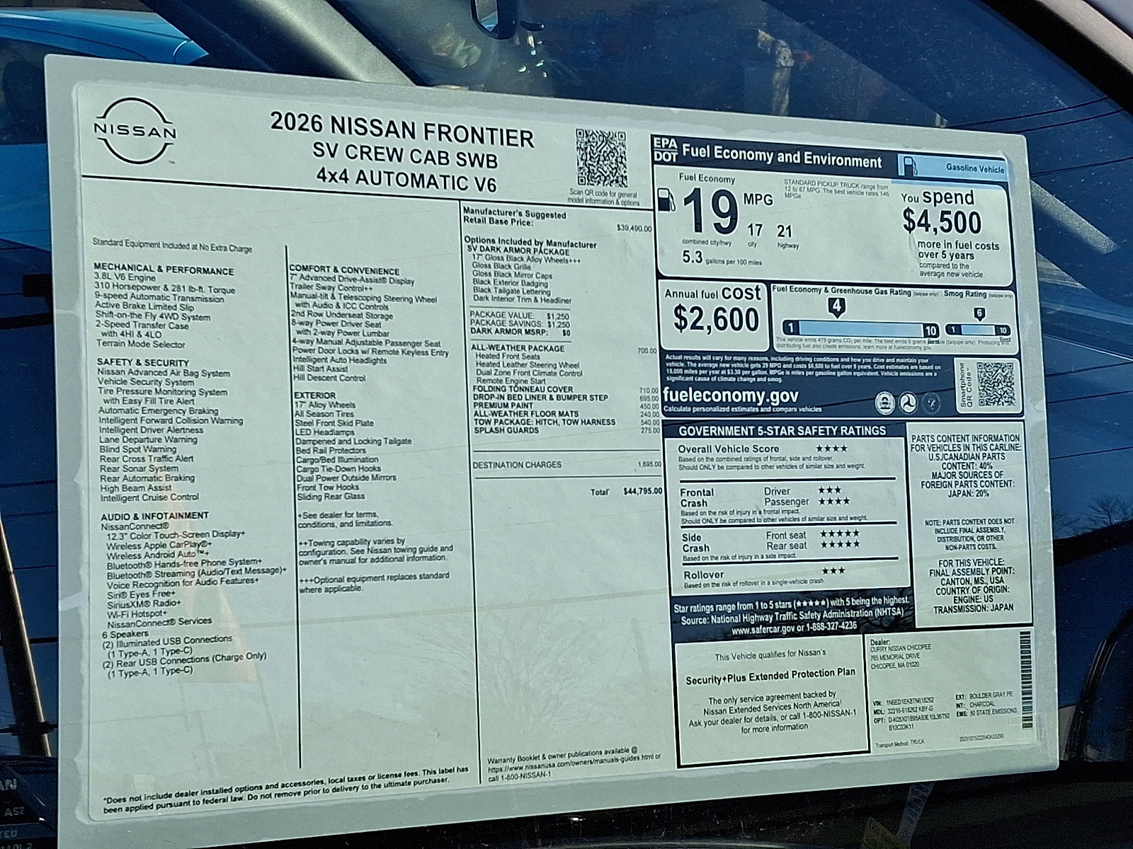 New 2026 Nissan Frontier SV w/ All-Weather Content Package image 18