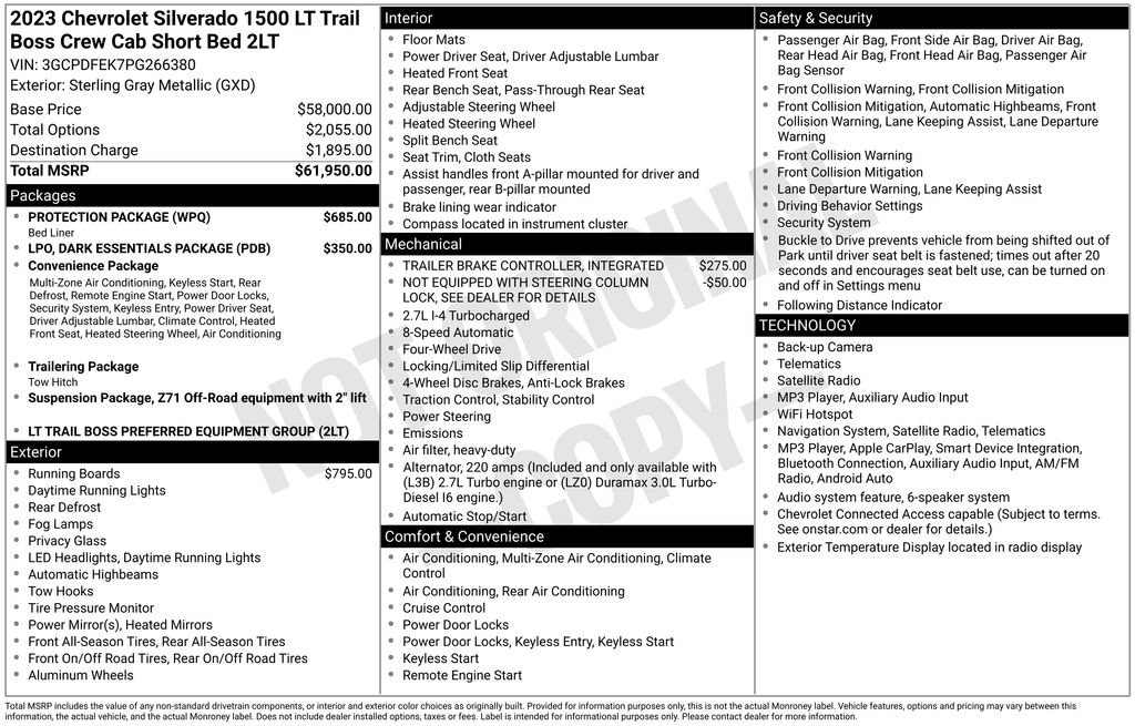Used 2023 Chevrolet Silverado 1500 LT Trail Boss w/ Protection Package AWD/4WD image 37