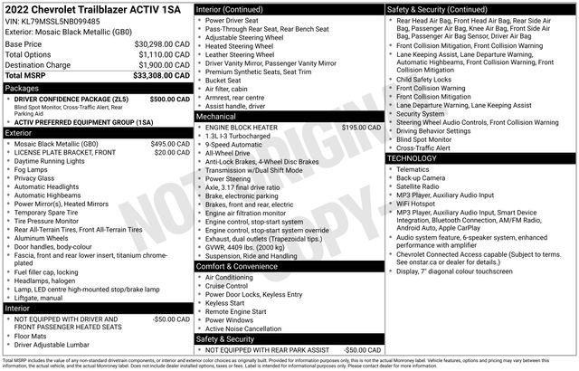 Used 2022 Chevrolet TrailBlazer ACTIV w/ Driver Confidence Package AWD/4WD image 24