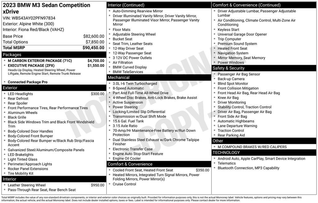 Used 2023 BMW M3 Competition w/ M Carbon Exterior Package image 29