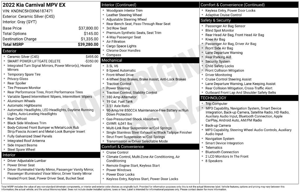 Used 2022 Kia Carnival EX FWD image 19