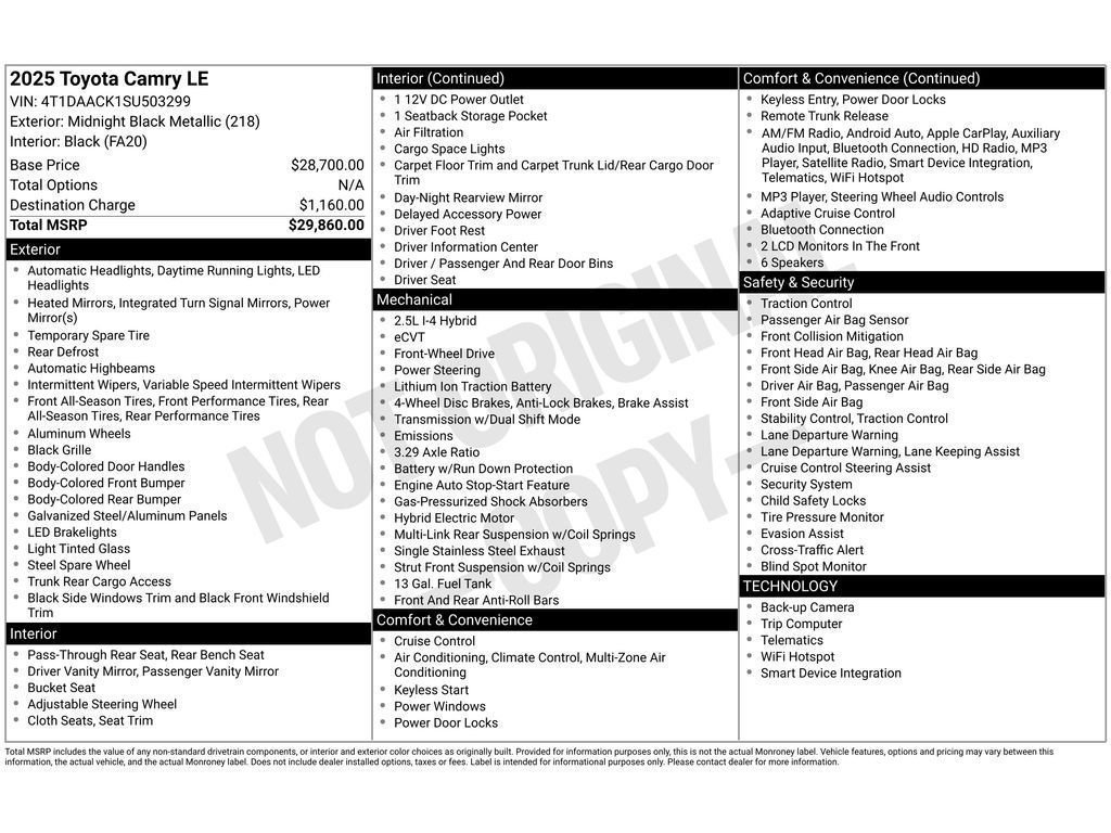 Used 2025 Toyota Camry LE image 3
