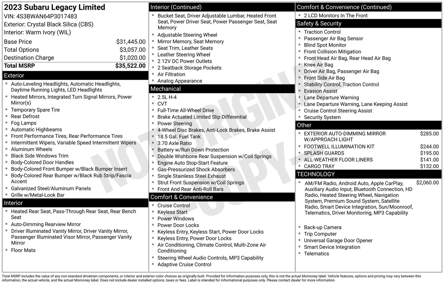 Certified 2023 Subaru Legacy Limited AWD/4WD image 34