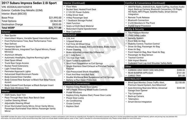 Used 2017 Subaru Impreza 2.0i Sport image 5