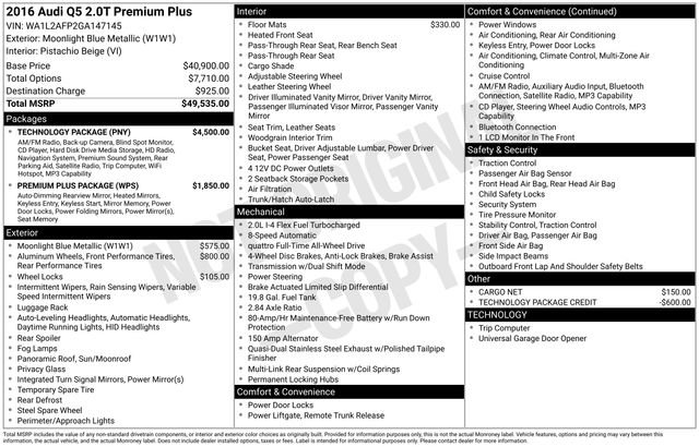 Used 2016 Audi Q5 2.0T Premium Plus w/ Technology Package image 35