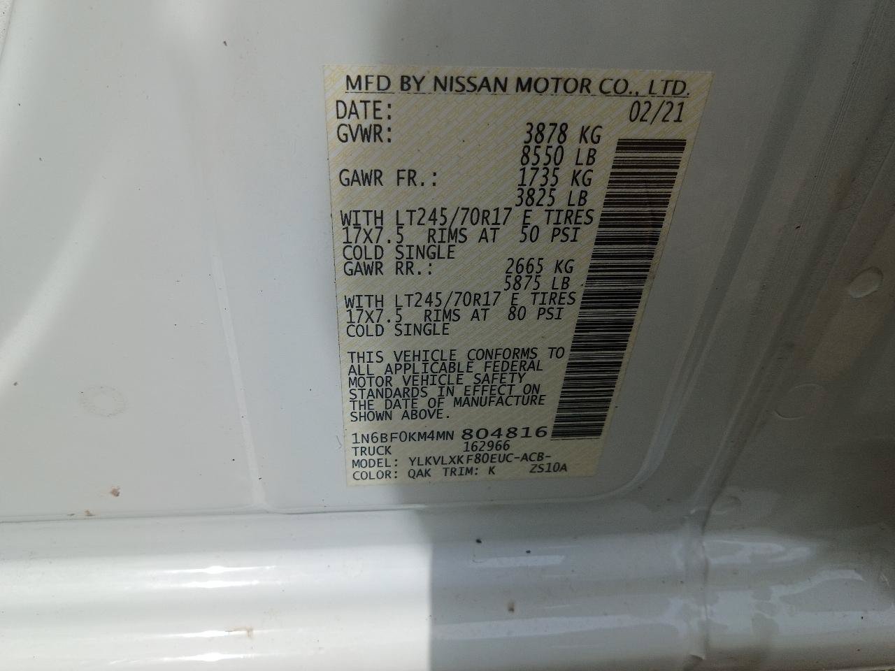 Used 2021 Nissan NV 1500 SV w/ Navigation Package RWD image 40
