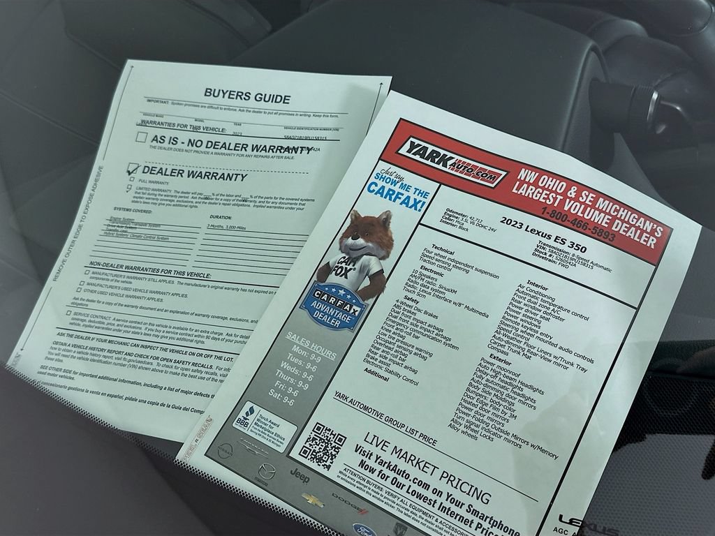 Used 2023 Lexus ES 350 w/ Premium Package FWD image 13
