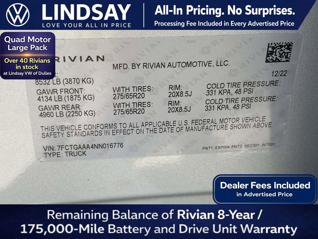 Used 2022 Rivian R1T Adventure AWD/4WD image 27