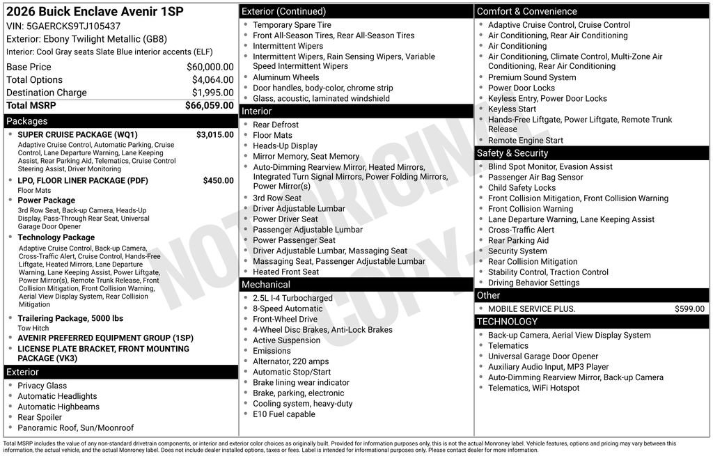 New 2026 Buick Enclave Avenir w/ Super Cruise Package image 9