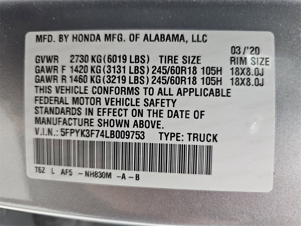 Certified 2020 Honda Ridgeline RTL-E image 51