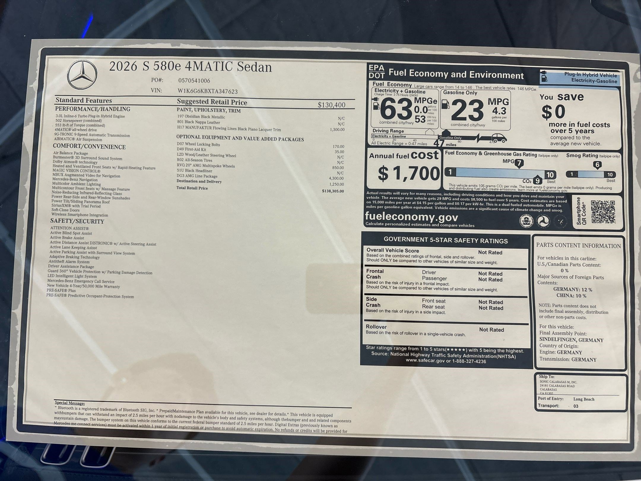New 2026 Mercedes-Benz S 580e 4MATIC Sedan image 31