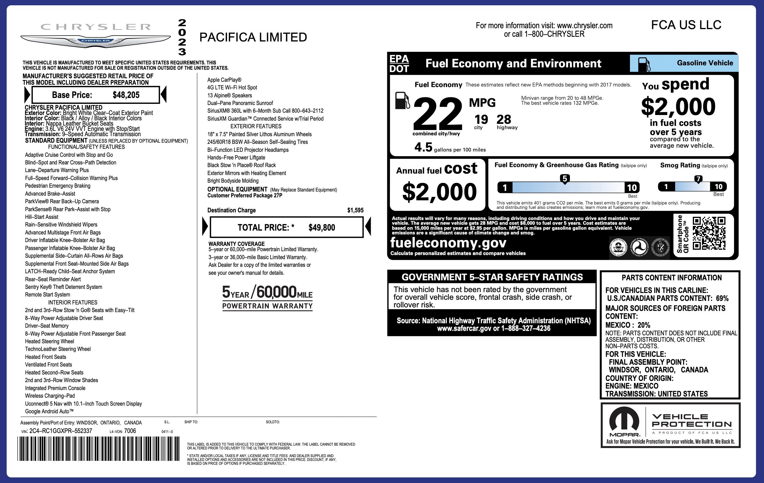 Used 2023 Chrysler Pacifica Limited FWD image 2