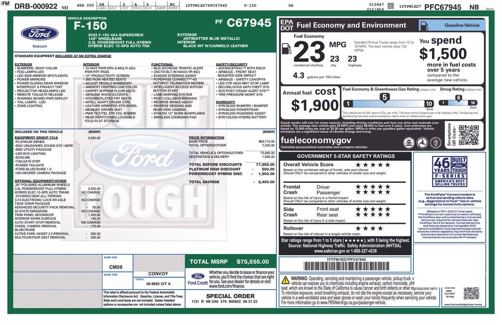 Used 2023 Ford F150 Platinum w/ Equipment Group 701A High image 38