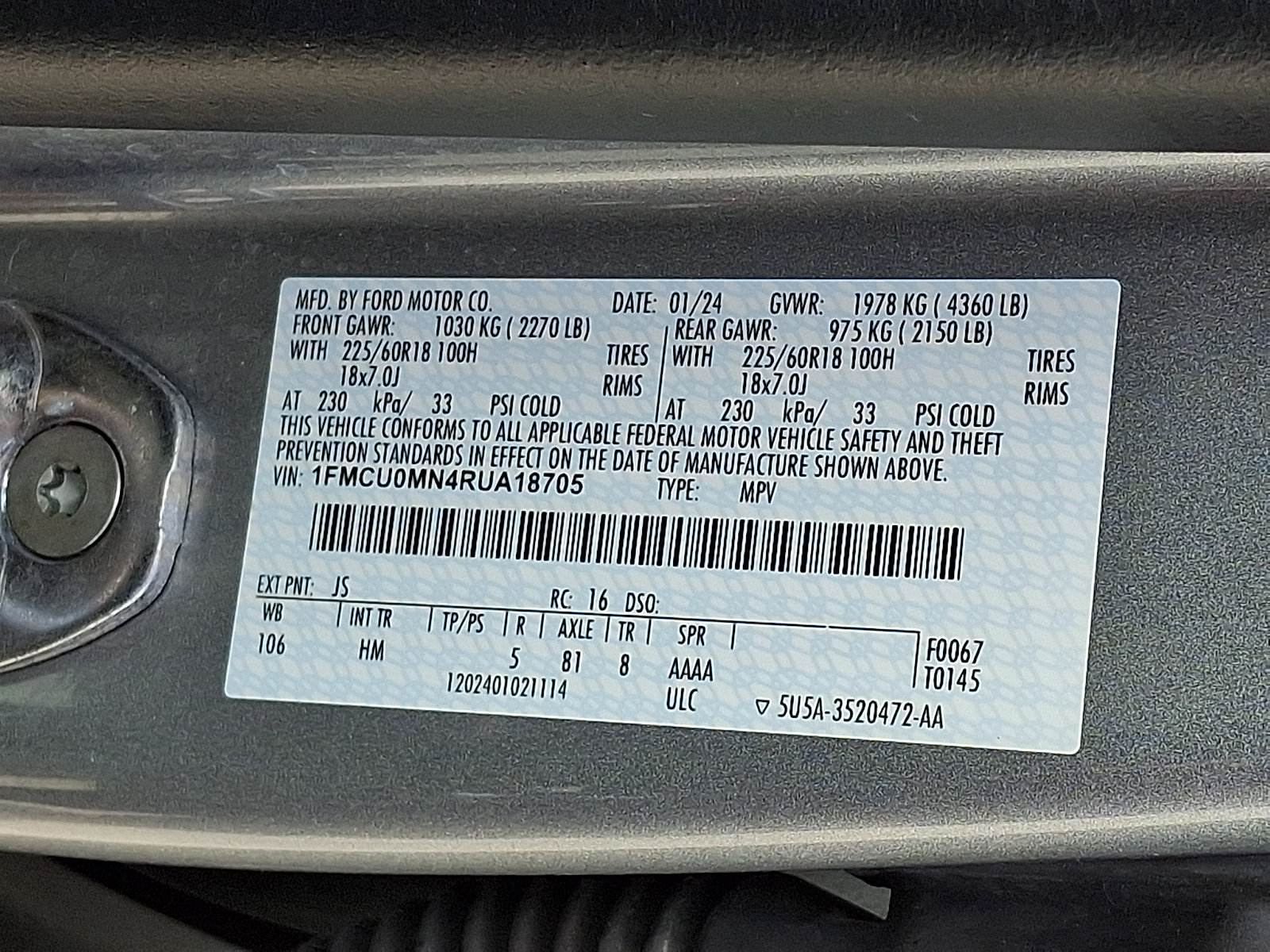 Used 2024 Ford Escape ST-Line w/ Tech Pack #1 FWD image 27