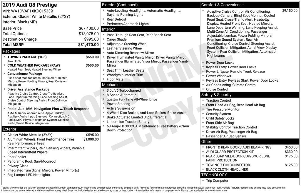 Used 2019 Audi Q8 Prestige w/ Towing Package image 11