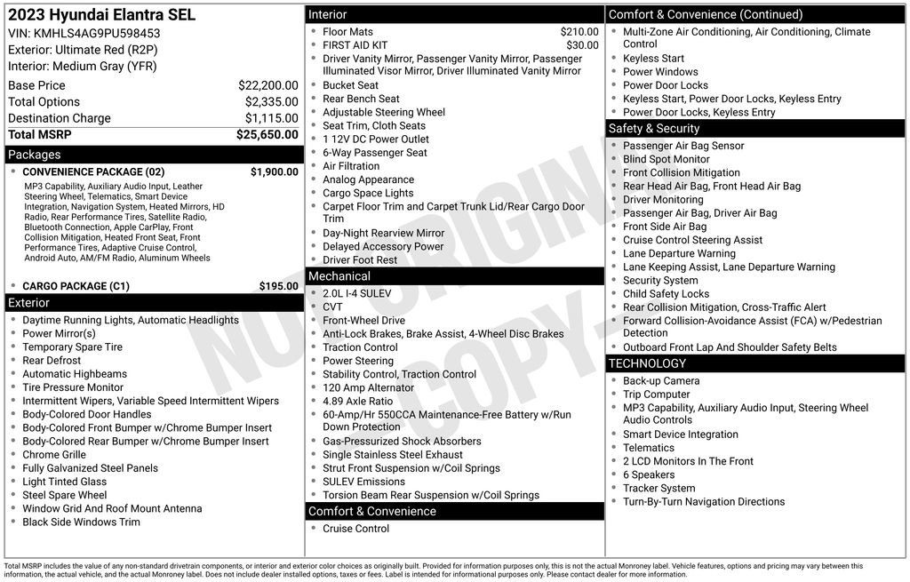 Used 2023 Hyundai Elantra SEL w/ Convenience Package FWD image 25