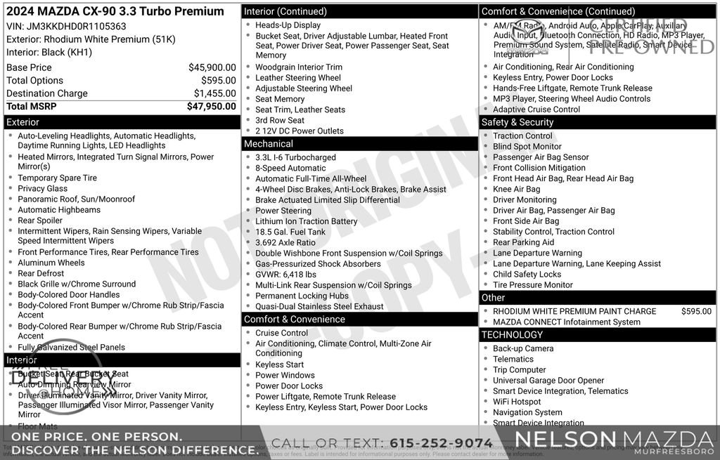 Certified 2024 MAZDA CX-90 3.3 Turbo w/ Premium Package image 2