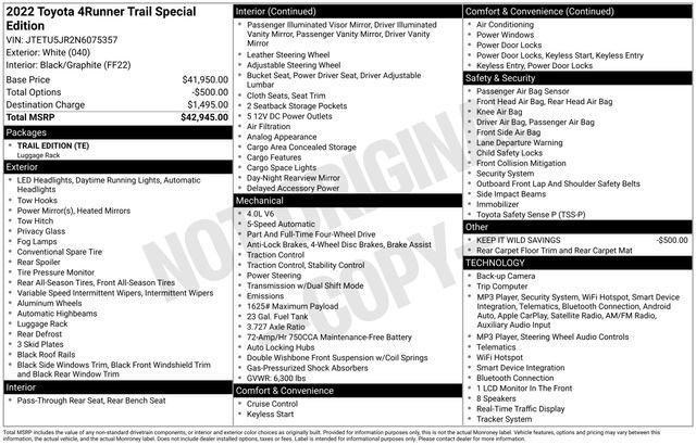 Used 2022 Toyota 4Runner Trail Special Edition AWD/4WD image 34