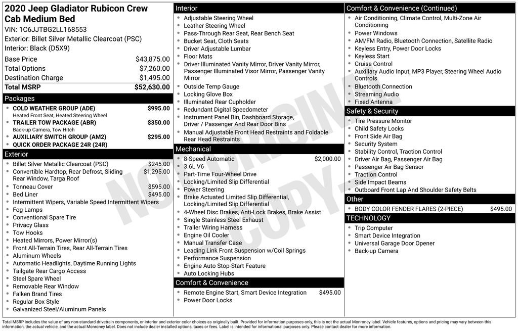 Certified 2020 Jeep Gladiator Rubicon w/ Cold Weather Group image 44