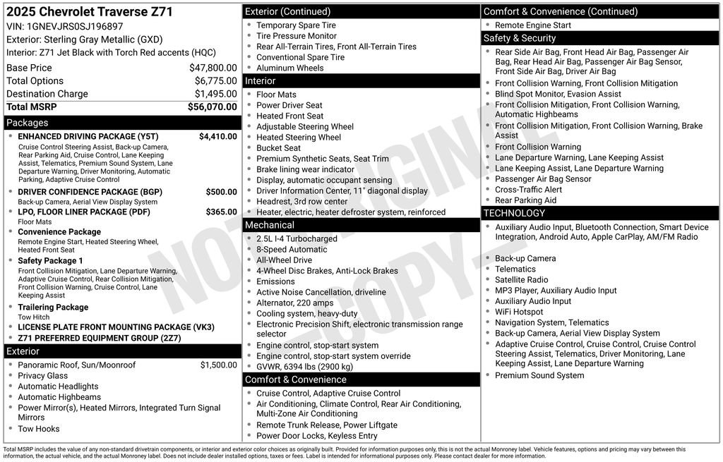 Certified 2025 Chevrolet Traverse Z71 w/ Enhanced Driving Package AWD/4WD image 4
