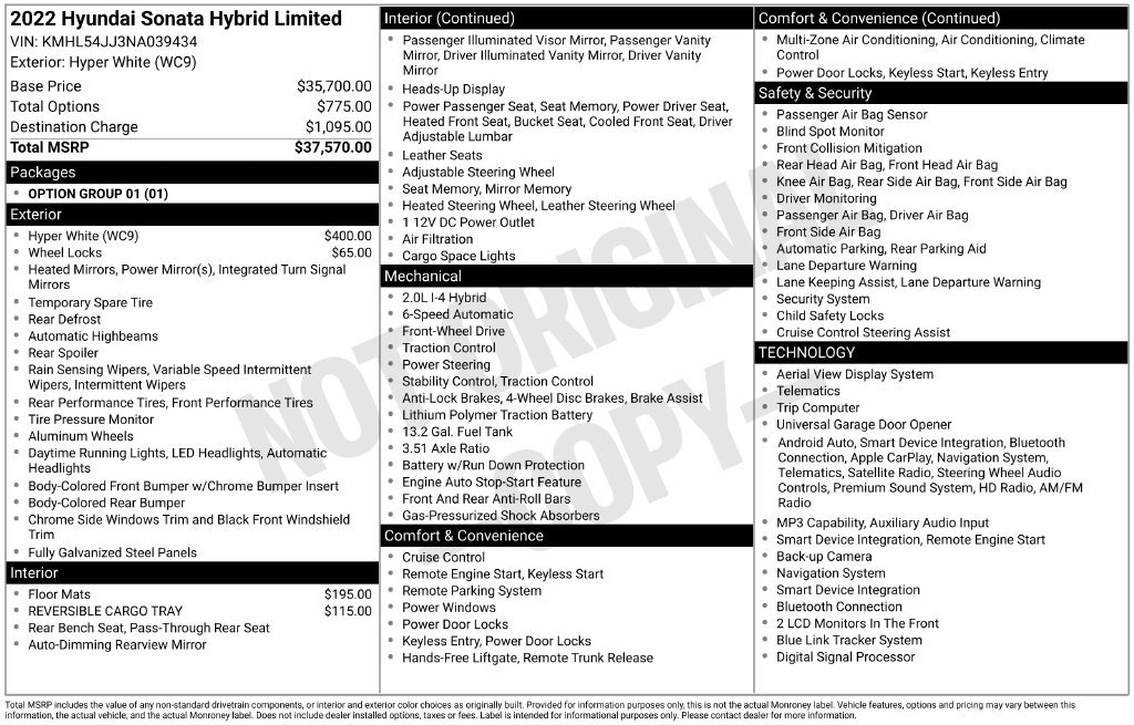Certified 2022 Hyundai Sonata Limited FWD image 57