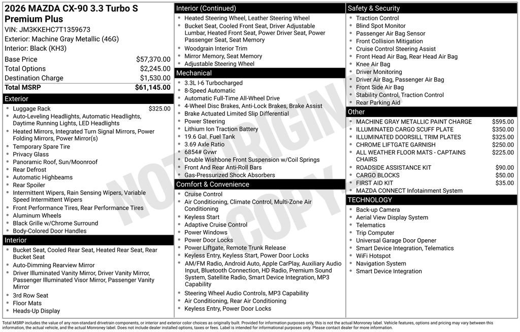 New 2026 MAZDA CX-90 3.3 Turbo S w/ Premium Plus image 35