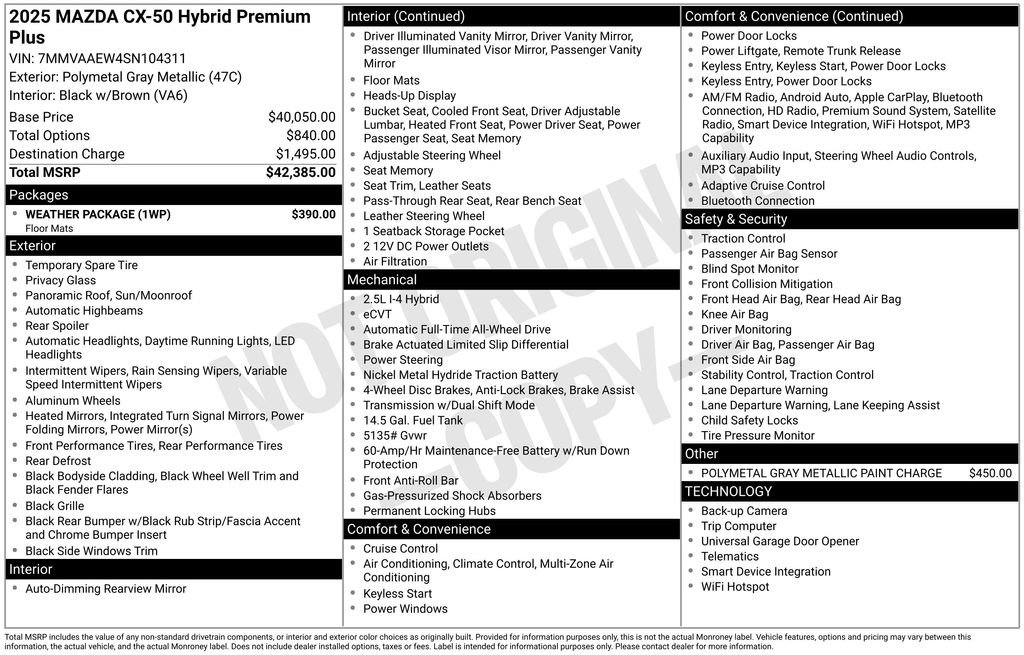 Certified 2025 MAZDA CX-50 2.5 Hybrid w/ Weather Package image 24