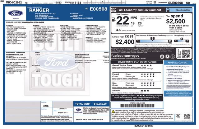 Certified 2025 Ford Ranger XLT w/ Equipment Group 301A High AWD/4WD image 5