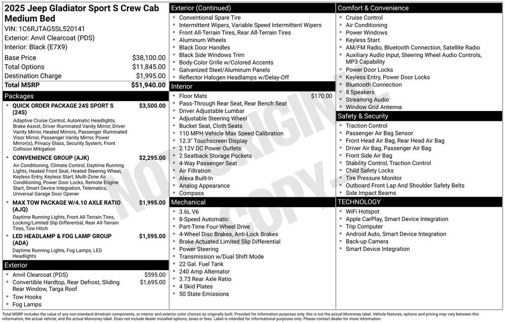 Certified 2025 Jeep Gladiator Sport AWD/4WD image 9