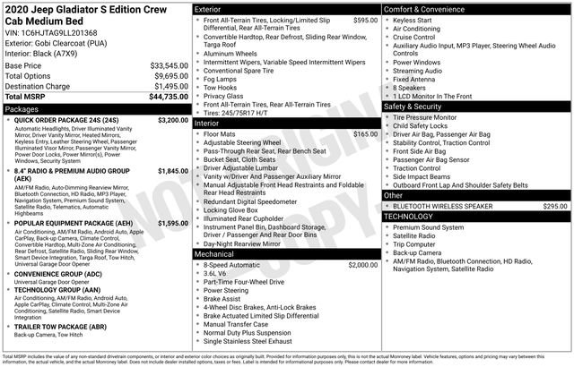 Used 2020 Jeep Gladiator Sport w/ Quick Order Package 24S image 52