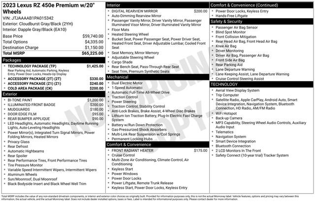 Used 2023 Lexus RZ 450e Premium w/ Technology Package AWD/4WD image 15