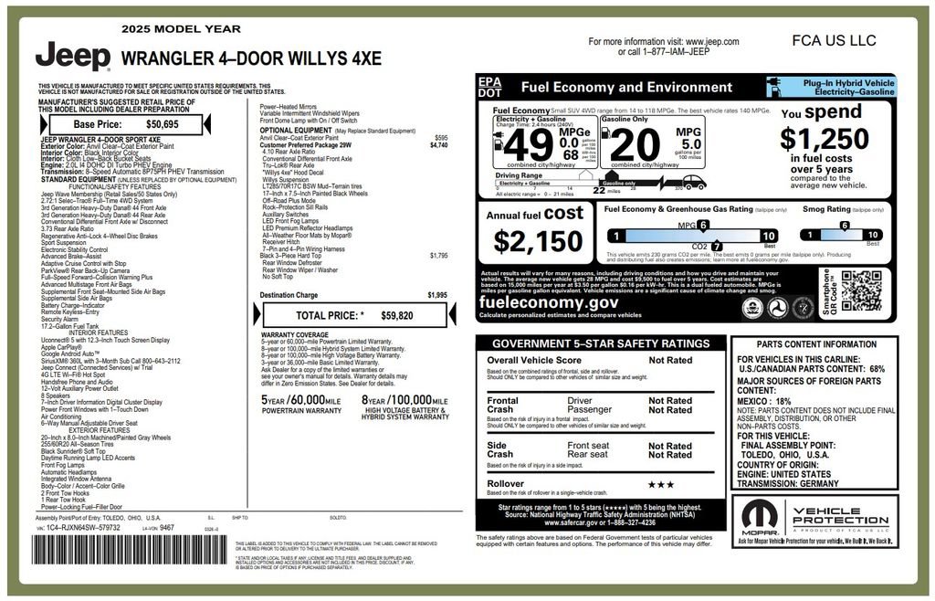 Used 2025 Jeep Wrangler Willys 4xe image 3