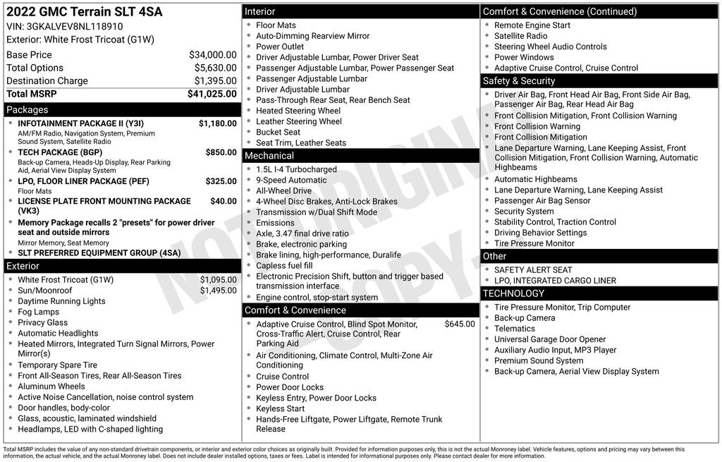 Used 2022 GMC Terrain SLT w/ Infotainment Package II AWD/4WD image 30