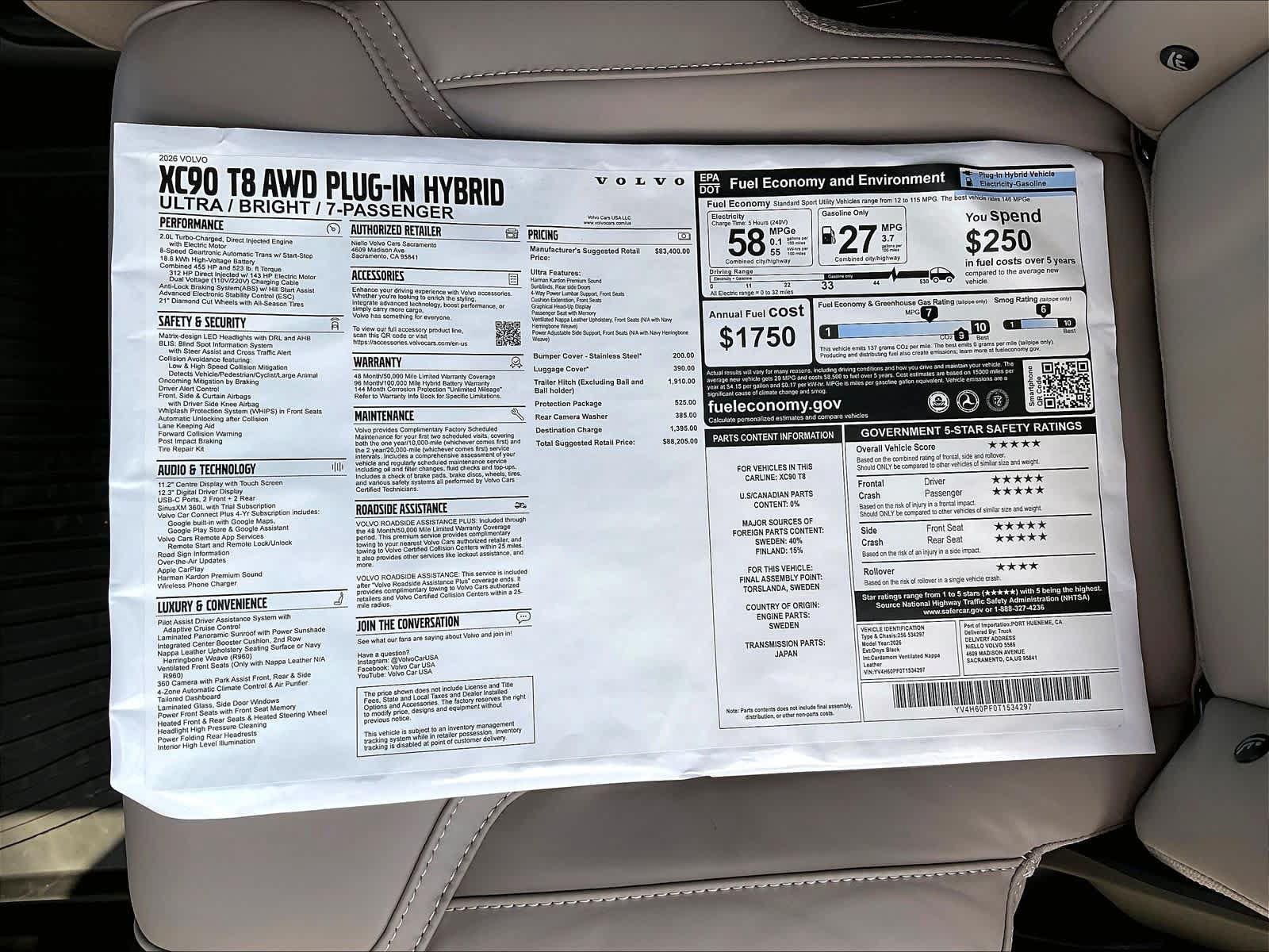 New 2026 Volvo XC90 T8 Ultra w/ Protection Package AWD/4WD image 37