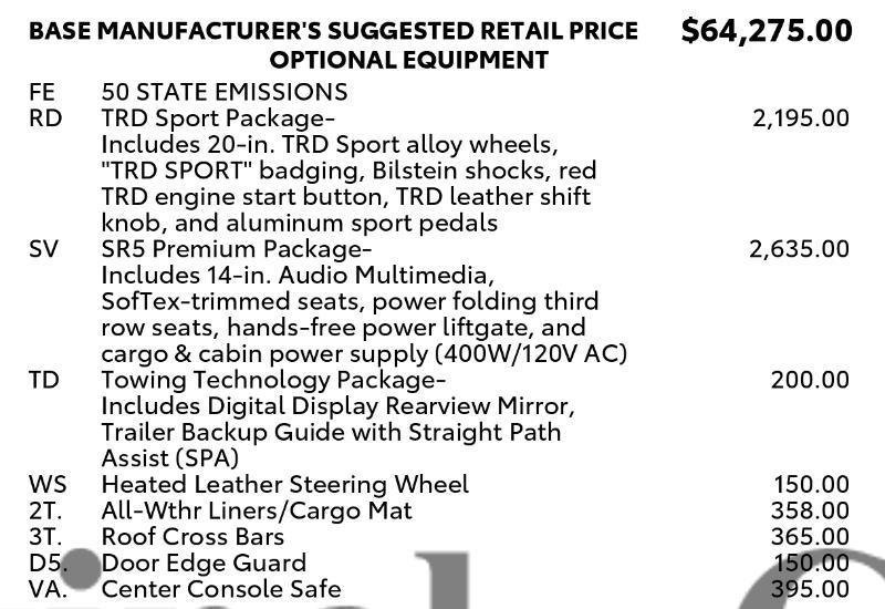 Used 2024 Toyota Sequoia 4WD SR5 w/ Sport Pkg w/ SR5 Premium Package image 89