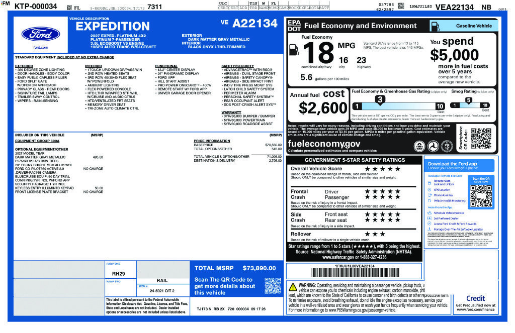 New 2027 Ford Expedition Platinum RWD image 4