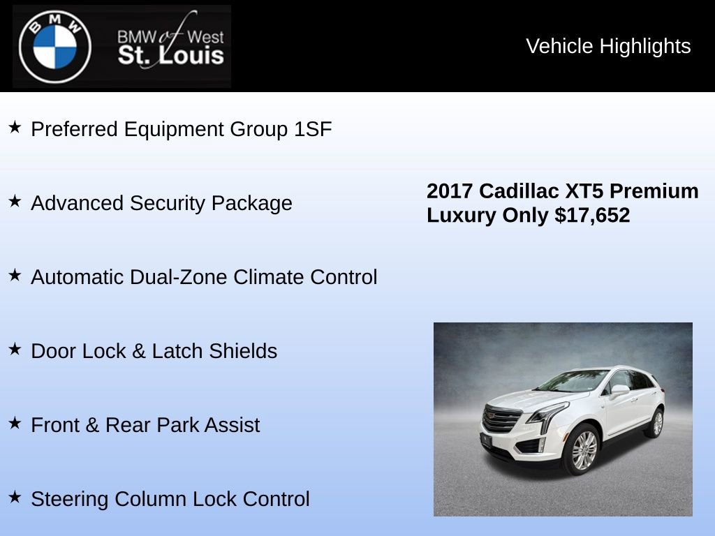 Used 2017 Cadillac XT5 Premium Luxury w/ Advanced Security Package AWD/4WD image 8