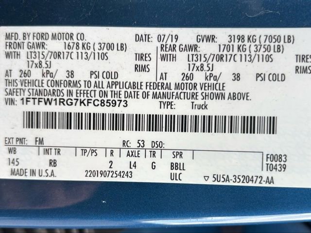 Used 2019 Ford F150 Raptor w/ Equipment Group 801A Mid image 29