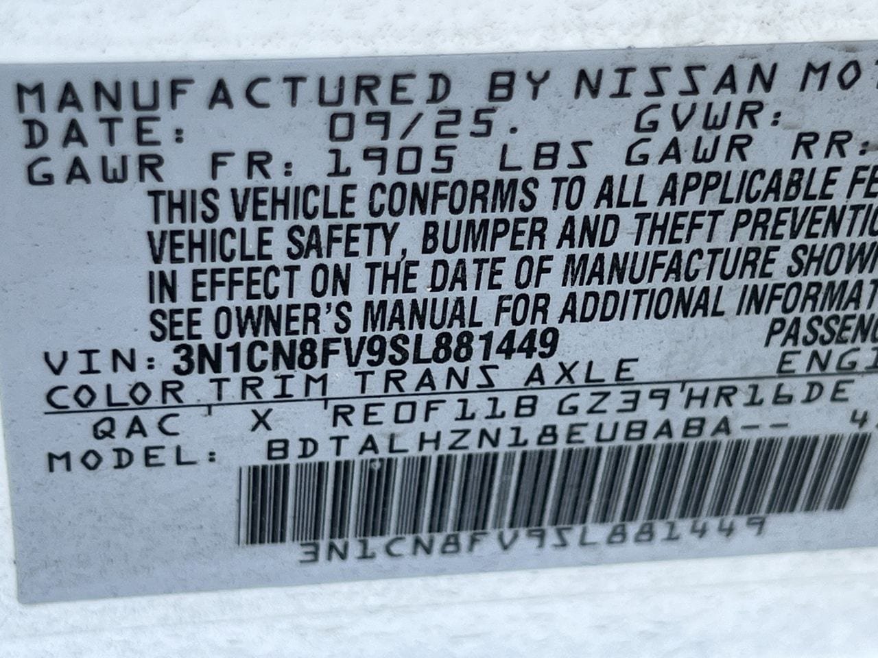 Certified 2025 Nissan Versa SR w/ Trunk Package FWD image 11