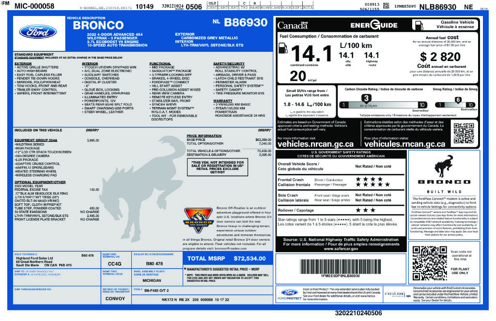 Used 2022 Ford Bronco Wildtrak AWD/4WD image 75
