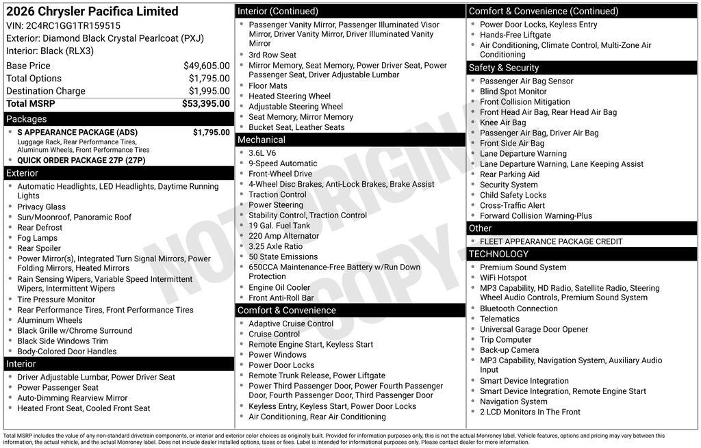Used 2026 Chrysler Pacifica Limited w/ S Appearance Package FWD image 35