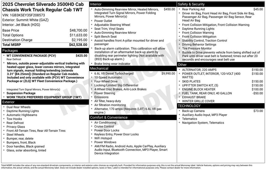 New 2025 Chevrolet Silverado 3500 W/T w/ WT Convenience Package AWD/4WD image 2