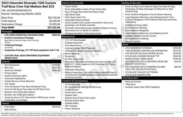 Used 2023 Chevrolet Silverado 1500 Custom Trail Boss w/ LPO, Dark Essentials Package AWD/4WD image 20