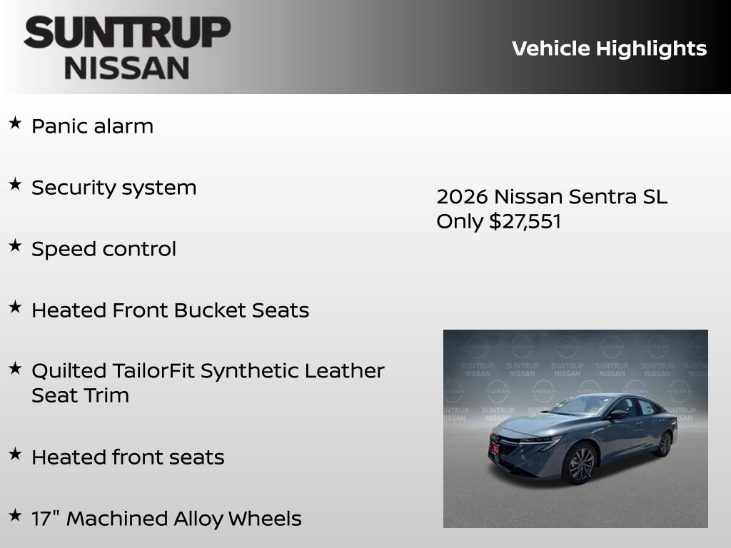 New 2026 Nissan Sentra SL w/ Floor Mat Package FWD image 30