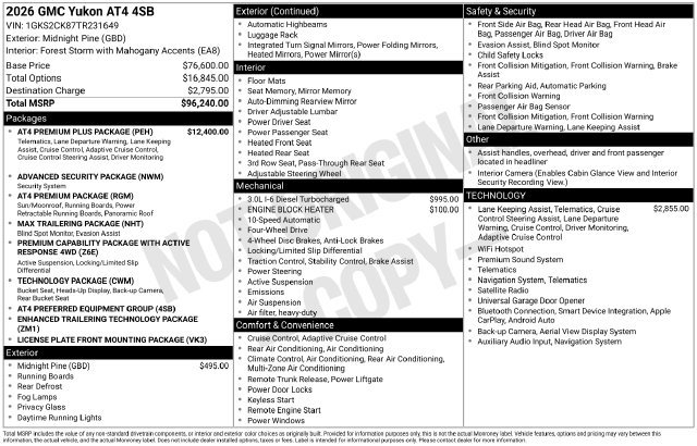 Used 2026 GMC Yukon AT4 w/ AT4 Premium Plus Package AWD/4WD image 15