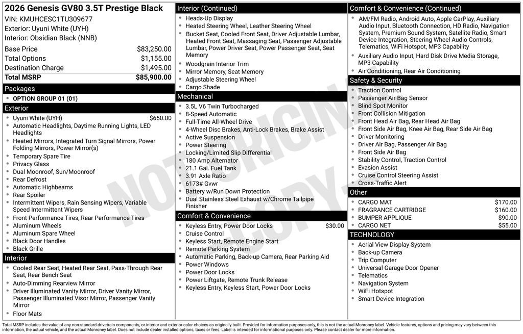 New 2026 Genesis GV80 3.5T Prestige image 9