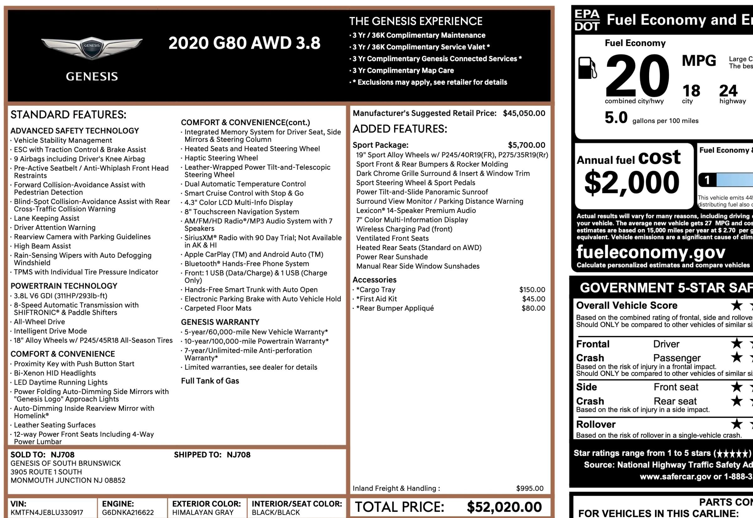 Used 2020 Genesis G80 3.8 w/ Sport Package 02 image 35