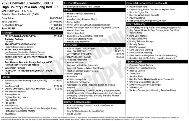 Used 2023 Chevrolet Silverado 3500 High Country w/ Z71 Off-Road Package AWD/4WD image 40